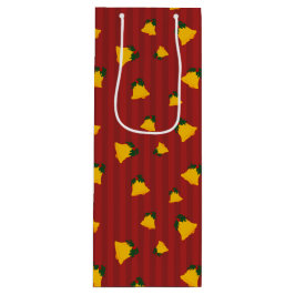 Holiday Red Gold Stripe Bells Christmas Wijn Cadeautas