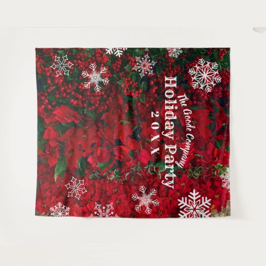 Holiday Red Green Snowflake | Achtergrond partij Wandkleed (Voorkant (horizontaal))