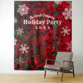 Holiday Red Green Snowflake  | Achtergrond partij Wandkleed (In situ)