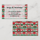Holiday Red Green Stars Snowflakes Striping Patroo Visitekaartje (Voorkant / Achterkant)