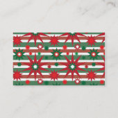 Holiday Red Green Stars Snowflakes Striping Patroo Visitekaartje (Achterkant)