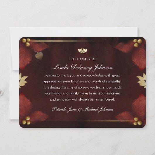 Holiday Red Heart Foto Sympathie Hartelijk dank Kaart (Achterkant)