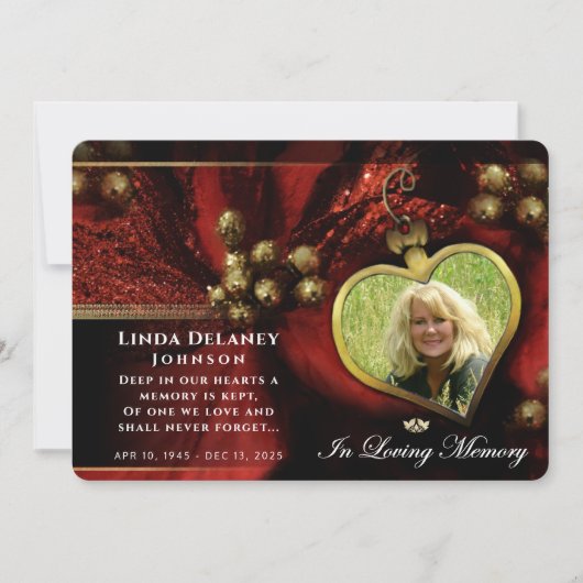 Holiday Red Heart Foto Sympathie Hartelijk dank Kaart (Voorkant)