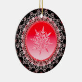 Holiday Red Ice Crystal Snowflake Keramisch Ornament (Rechts)