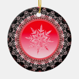 Holiday Red Ice Crystal Snowflake Keramisch Ornament