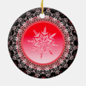 Holiday Red Ice Crystal Snowflake Keramisch Ornament (Achterkant)