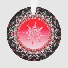 Holiday Red Ice Crystal Snowflake Ornament