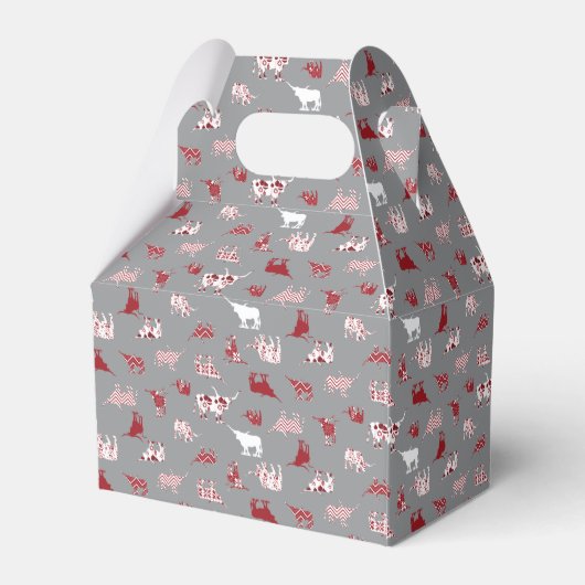 Holiday Red Pattered Longhorns Pattern Bedankdoosjes (Achterkant)