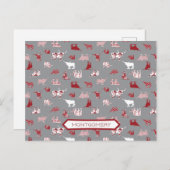 Holiday Red Pattered Longhorns Pattern Briefkaart (Voorkant / Achterkant)