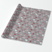 Holiday Red Pattered Longhorns Pattern Cadeaupapier (Uitgerold)
