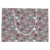 Holiday Red Pattered Longhorns Pattern Groot Cadeauzakje (Achterkant)