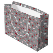 Holiday Red Pattered Longhorns Pattern Groot Cadeauzakje (Achterkant Gekanteld)