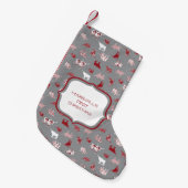 Holiday Red Pattered Longhorns Pattern Kleine Kerstsok (Voorkant (Hangend))