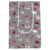 Holiday Red Pattered Longhorns Pattern Medium Cadeauzakje (Achterkant)