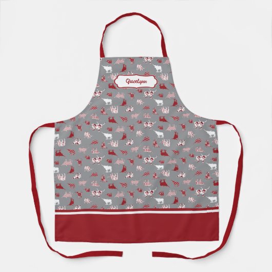 Holiday Red Pattered Longhorns Pattern Schort (Voorkant)