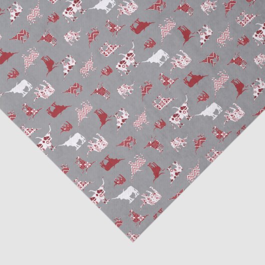 Holiday Red Pattered Longhorns Pattern Tissuepapier (Detail)