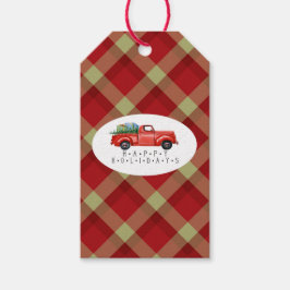 Holiday Red Pick Up Truck Gift label Cadeaulabel