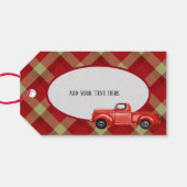 Holiday Red Pick Up Truck Gift label Cadeaulabel (Achterkant Horizontaal)