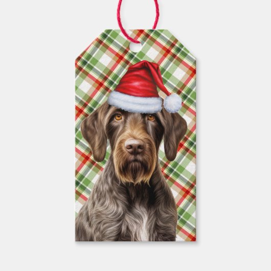 Holiday Red Plaid GWP Pointer Dog Lover Christmas Cadeaulabel (Voorkant)