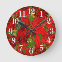 Holiday Red Poinsettia met witte cijfers