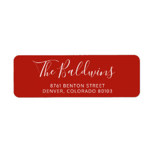 Holiday Red Script Name Return Address Etiket