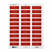Holiday Red Script Name Return Address Etiket (Full Sheet)