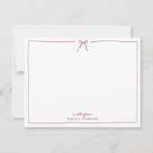 Holiday Red Stripes Bow Note Card Kaart (Voorkant)