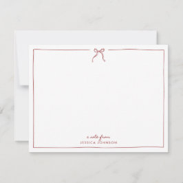 Holiday Red Stripes Bow Note Card Kaart
