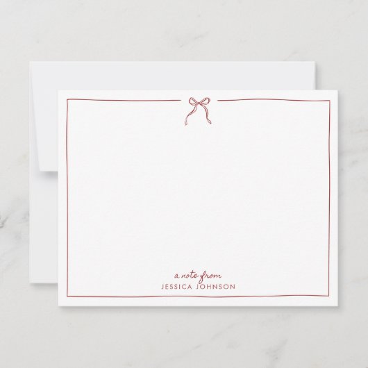 Holiday Red Stripes Bow Note Card Kaart (Voorkant)