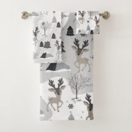 Holiday Reindeer Bath Set - Gray Fog Bad Handdoek
