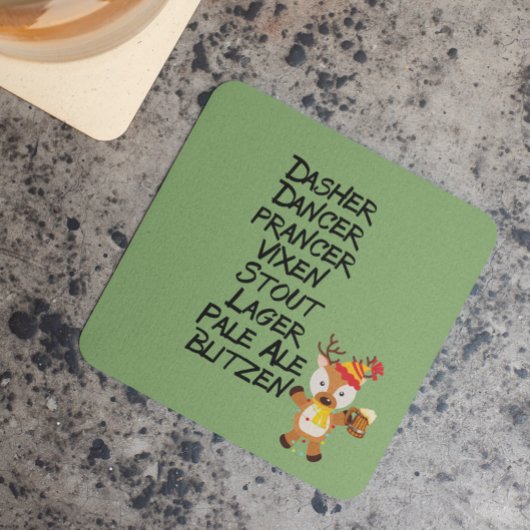 Holiday Reindeer Beer Drinks Funny Christmas Kartonnen Onderzetters