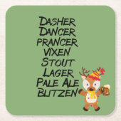 Holiday Reindeer Beer Drinks Funny Christmas Kartonnen Onderzetters (Voorkant)