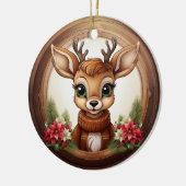 Holiday Reindeer Festive poinsettia flower 🦌🎄 Keramisch Ornament (Links)
