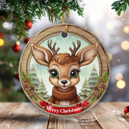 Holiday Reindeer Festive Rustic Christmas 🦌🎄 Keramisch Ornament