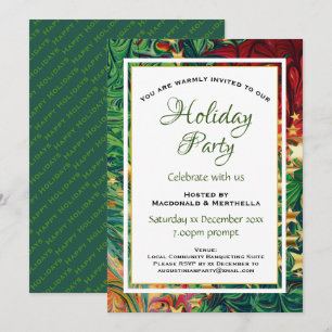 HOLIDAY Retro Red Green Celebration Party Kaart
