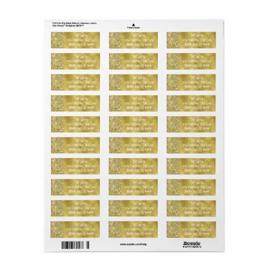 Holiday Return Labels "Chevron Gold Design" (Full Sheet)