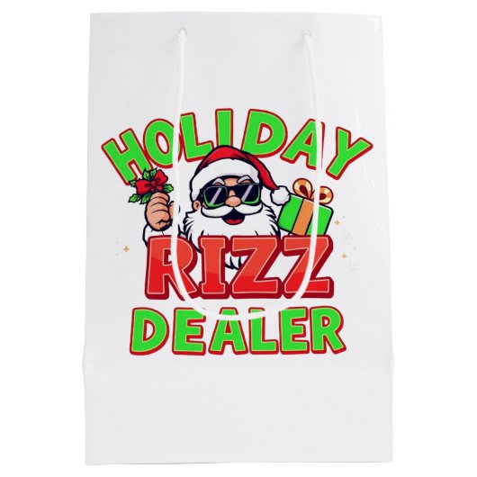 Holiday Rizz Dealer gen alpha meme Christmas Medium Cadeauzakje (Achterkant)