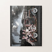 Holiday Roackabilly Hot Rod Santa Pin Up Girls Legpuzzel (Verticaal)