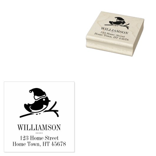 Holiday Robin Square Return-adres Rubberstempel (Gestempeld)