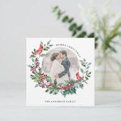 Holiday Robin Wreath-fotokaart Feestdagenkaart (Staand voorkant)