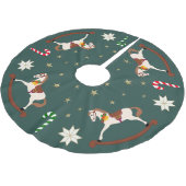 Holiday rocking horses Dark Green Tree Skirt Kerstboom Rok (Gekanteld)