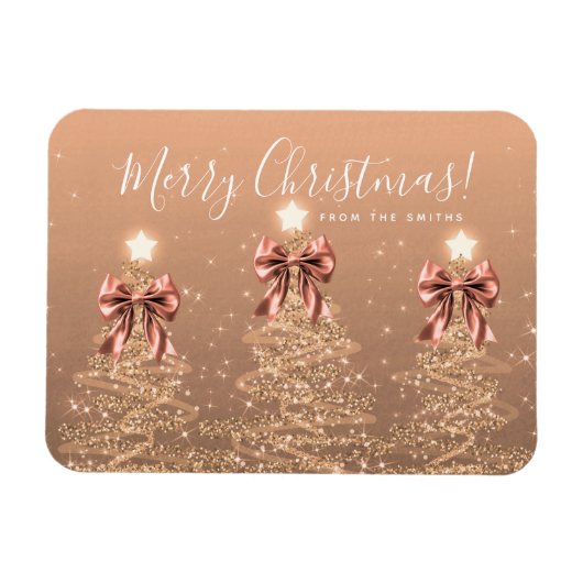 Holiday Rose Gold Christmas Trees Greeting  Magneet (Horizontaal)
