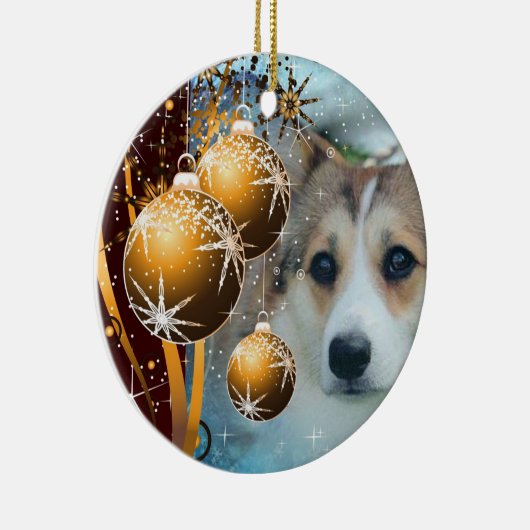 Holiday Sable Corgi Keramisch Ornament (Rechts)