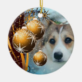 Holiday Sable Corgi Keramisch Ornament (Voorkant)