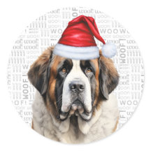 Holiday Saint Bernard Dog and Woof Art Christmas
