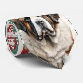 Holiday Saint Bernard Dog Plaid Christmas Stropdas (Opgerold)