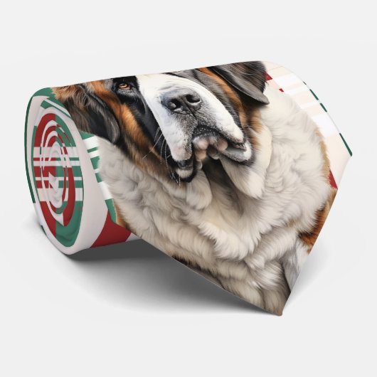 Holiday Saint Bernard Dog Plaid Christmas Stropdas (Opgerold)