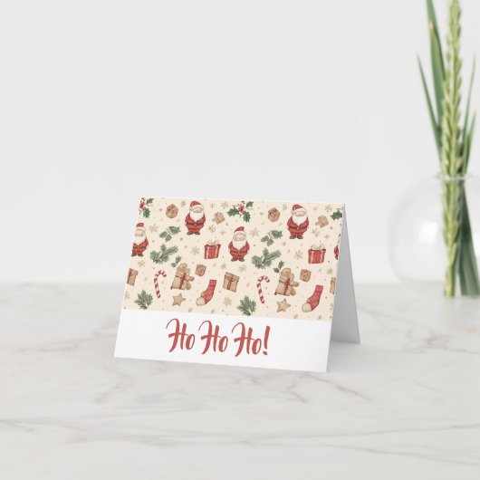 Holiday Santa Card – Folded Watercolor Design Bedankkaart (Voorkant)