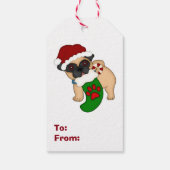 Holiday Santa Pug Cadeaulabel (Achterkant)