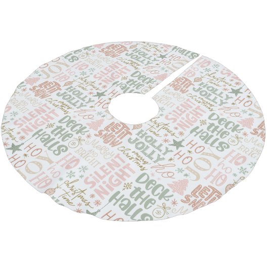 Holiday Sayings & Symbols in Soft Seasonal Tones Kerstboom Rok (Gekanteld)